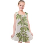 Watercolor Leaves Branch Nature Plant Growing Still Life Botanical Study Kids  Cross Back Dress