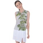 Watercolor Leaves Branch Nature Plant Growing Still Life Botanical Study Women s Sleeveless Sports Top