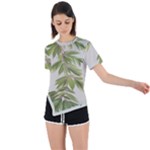 Watercolor Leaves Branch Nature Plant Growing Still Life Botanical Study Asymmetrical Short Sleeve Sports T-Shirt