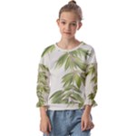 Watercolor Leaves Branch Nature Plant Growing Still Life Botanical Study Kids  Cuff Sleeve Top