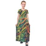 Outdoors Night Setting Scene Forest Woods Light Moonlight Nature Wilderness Leaves Branches Abstract Kids  Short Sleeve Maxi Dress