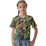 Outdoors Night Setting Scene Forest Woods Light Moonlight Nature Wilderness Leaves Branches Abstract Kids  Cuff Sleeve Scrunch Bottom T-Shirt