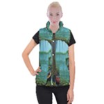 Boat Canoe Swamp Bayou Roots Moss Log Nature Scene Landscape Water Lake Setting Abandoned Rowboat Fi Women s Button Up Vest