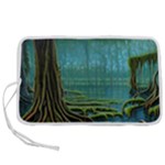 Boat Canoe Swamp Bayou Roots Moss Log Nature Scene Landscape Water Lake Setting Abandoned Rowboat Fi Pen Storage Case (L)