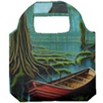 Boat Canoe Swamp Bayou Roots Moss Log Nature Scene Landscape Water Lake Setting Abandoned Rowboat Fi Foldable Grocery Recycle Bag