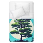 Pine Moon Tree Landscape Nature Scene Stars Setting Night Midnight Full Moon Duvet Cover (Single Size)