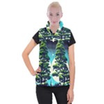 Pine Moon Tree Landscape Nature Scene Stars Setting Night Midnight Full Moon Women s Button Up Vest