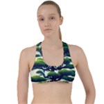 Pine Moon Tree Landscape Nature Scene Stars Setting Night Midnight Full Moon Criss Cross Racerback Sports Bra