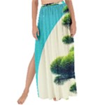 Pine Moon Tree Landscape Nature Scene Stars Setting Night Midnight Full Moon Maxi Chiffon Tie-Up Sarong