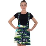 Pine Moon Tree Landscape Nature Scene Stars Setting Night Midnight Full Moon Velvet Suspender Skater Skirt