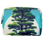 Pine Moon Tree Landscape Nature Scene Stars Setting Night Midnight Full Moon Make Up Pouch (Medium)