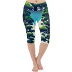 Pine Moon Tree Landscape Nature Scene Stars Setting Night Midnight Full Moon Lightweight Velour Cropped Yoga Leggings