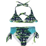 Pine Moon Tree Landscape Nature Scene Stars Setting Night Midnight Full Moon Kids  Classic Bikini Set