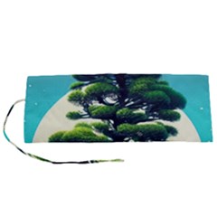 Pine Moon Tree Landscape Nature Scene Stars Setting Night Midnight Full Moon Roll Up Canvas Pencil Holder (S) from ArtsNow.com