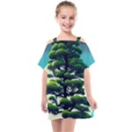 Pine Moon Tree Landscape Nature Scene Stars Setting Night Midnight Full Moon Kids  One Piece Chiffon Dress