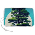 Pine Moon Tree Landscape Nature Scene Stars Setting Night Midnight Full Moon Pen Storage Case (S)