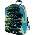 Pine Moon Tree Landscape Nature Scene Stars Setting Night Midnight Full Moon Zip Up Backpack