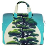 Pine Moon Tree Landscape Nature Scene Stars Setting Night Midnight Full Moon MacBook Pro 15  Double Pocket Laptop Bag 