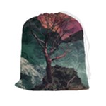 Night Sky Nature Tree Night Landscape Forest Galaxy Fantasy Dark Sky Planet Drawstring Pouch (2XL)