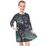 Night Sky Nature Tree Night Landscape Forest Galaxy Fantasy Dark Sky Planet Kids  Quarter Sleeve Shirt Dress