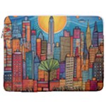 City New York Nyc Skyscraper Skyline Downtown Night Business Urban Travel Landmark Building Architec 17  Vertical Laptop Sleeve Case With Pocket