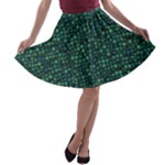 Squares cubism geometric background A-line Skater Skirt