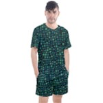 Squares cubism geometric background Men s Mesh T-Shirt and Shorts Set