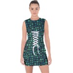 Squares cubism geometric background Lace Up Front Bodycon Dress