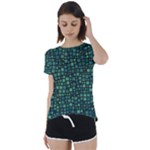 Squares cubism geometric background Short Sleeve Open Back T-Shirt