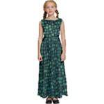 Squares cubism geometric background Kids  Satin Sleeveless Maxi Dress