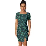 Squares cubism geometric background Fitted Knot Split End Bodycon Dress