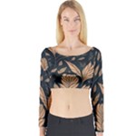 Background Pattern Leaves Texture Long Sleeve Crop Top