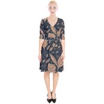 Background Pattern Leaves Texture Wrap Up Cocktail Dress