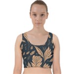 Background Pattern Leaves Texture Velvet Racer Back Crop Top