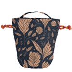 Background Pattern Leaves Texture Drawstring Bucket Bag
