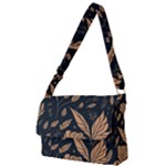 Background Pattern Leaves Texture Full Print Messenger Bag (L)