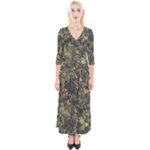 Green Camouflage Military Army Pattern Quarter Sleeve Wrap Maxi Dress