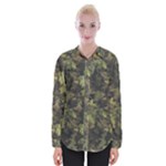 Green Camouflage Military Army Pattern Womens Long Sleeve Shirt