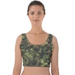 Green Camouflage Military Army Pattern Velvet Crop Top