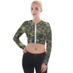 Green Camouflage Military Army Pattern Long Sleeve Cropped Velvet Jacket