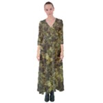 Green Camouflage Military Army Pattern Button Up Maxi Dress