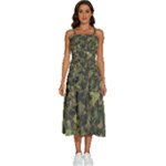 Green Camouflage Military Army Pattern Sleeveless Shoulder Straps Boho Dress