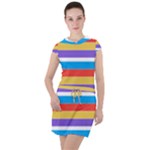 Stripes Pattern Design Lines Drawstring Hooded Dress