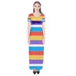 Stripes Pattern Design Lines Short Sleeve Maxi Dress