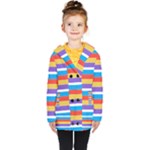 Stripes Pattern Design Lines Kids  Double Breasted Button Coat