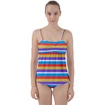 Stripes Pattern Design Lines Twist Front Tankini Set