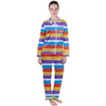 Stripes Pattern Design Lines Women s Long Sleeve Satin Pajamas Set	