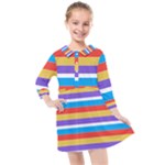Stripes Pattern Design Lines Kids  Quarter Sleeve Shirt Dress