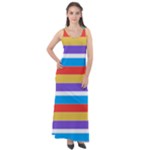Stripes Pattern Design Lines Sleeveless Velour Maxi Dress