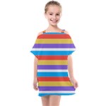 Stripes Pattern Design Lines Kids  One Piece Chiffon Dress
